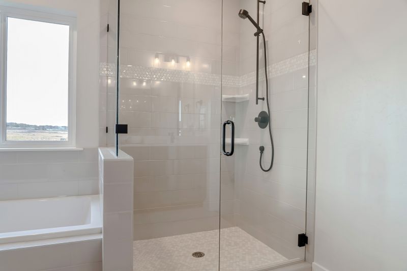 Glass Panel Shower with Black Frame